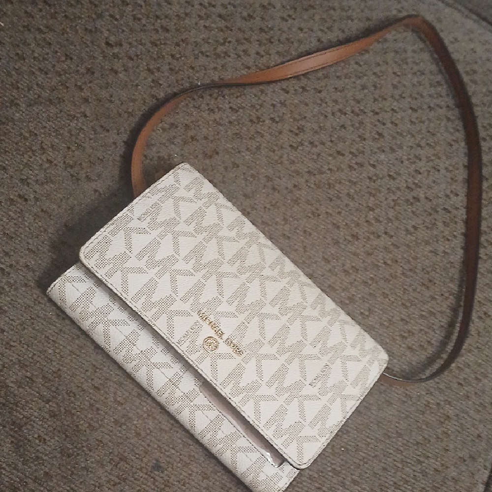 Michael Kors Cream and Brown Crossbody Bag